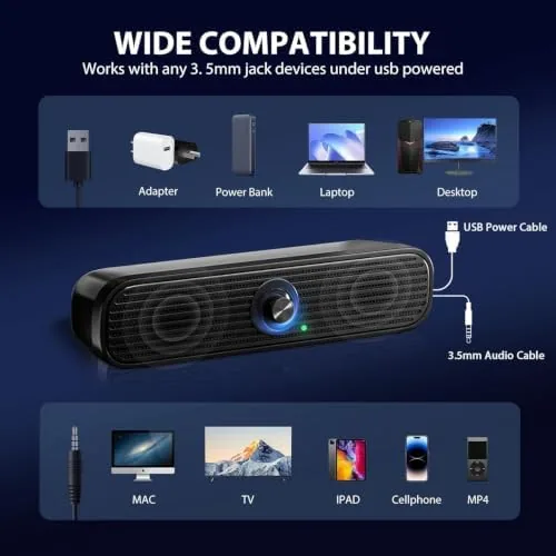 The 1Mii 3.5mm Computer Speakers for Desktop Laptop Tablet with Volume in real use
