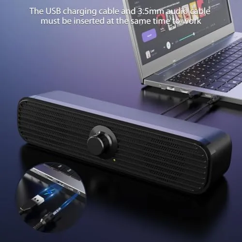 Another view of the 1Mii 3.5mm Computer Speakers for Desktop Laptop Tablet with Volume