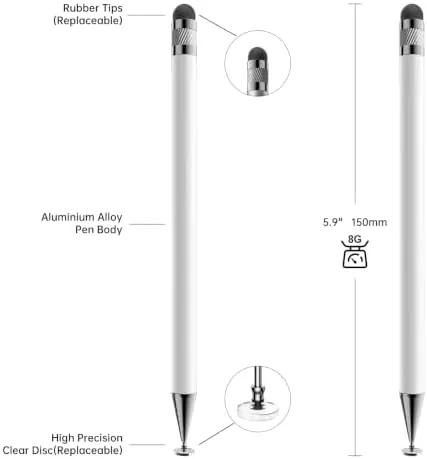 Close look at the Bopomofo Stylus(5 Pcs),2-in-1 Stylus Pen for Touchscreen,Stylus Pen | Metal build quality