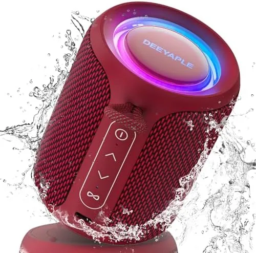 The speaker being rinsed with water to show the IP67 waterproof seal