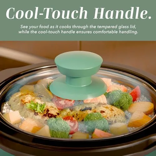 The mini slow cooker beside a full size slow cooker showing the size difference