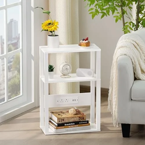 Testing the YUFAM 3-Tier Narrow Bedside Table with Charging Station, Skinny Nightstand over two weeks
