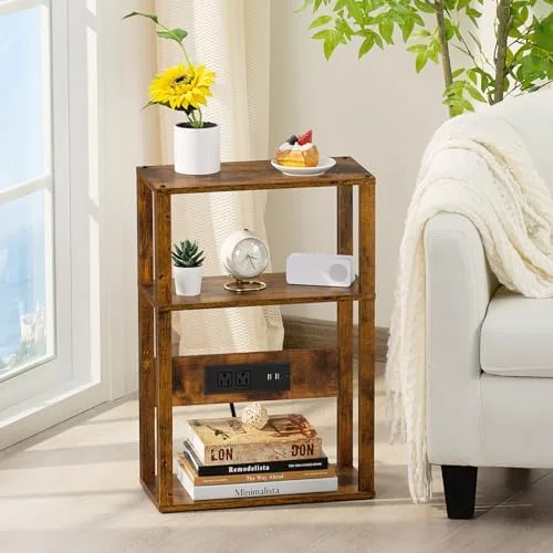 Testing the YUFAM 3-Tier Narrow Bedside Table with Charging Station, Skinny Nightstand over two weeks