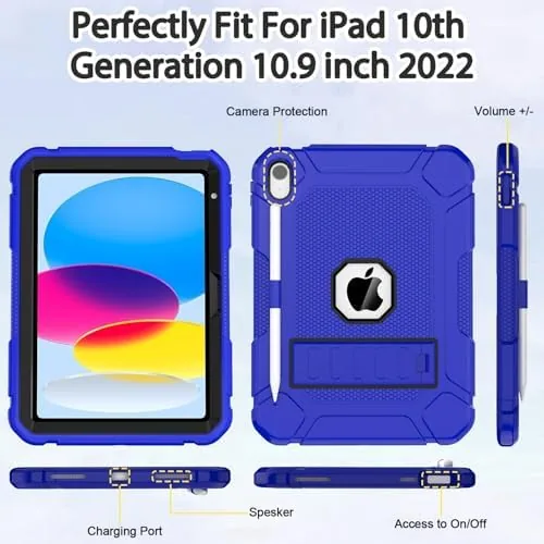 The BMOUO for iPad A16 11th/10th Generation Case(11"/10.9" 2025/2022),Deep Blue | in real use