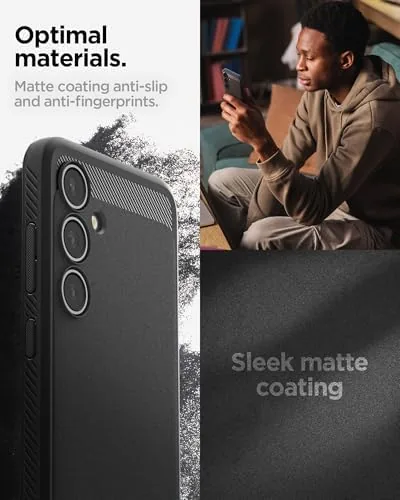 The Spigen S24 FE case on the phone on a desk