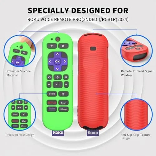 The Roku Voice Remote Pro Case, 2-Pack - Anti-Slip, Shockproof, Glow-in-the-Dark Lanyard in real use