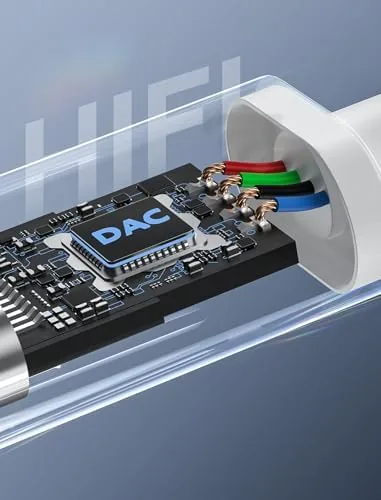 Detail shot of the USB-C to 3.5mm Audio Headphone Adapter - HiFi 2 Pack features