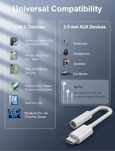 The USB-C to 3.5mm Audio Headphone Adapter - HiFi 2 Pack in real use