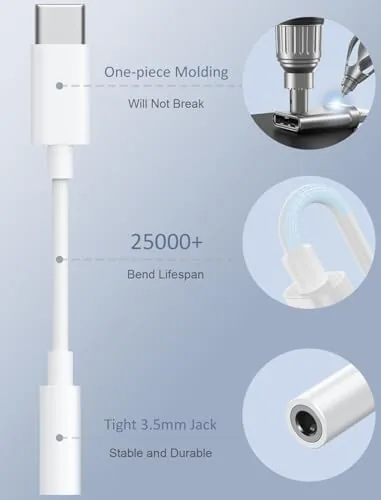 Another view of the USB-C to 3.5mm Audio Headphone Adapter - HiFi 2 Pack