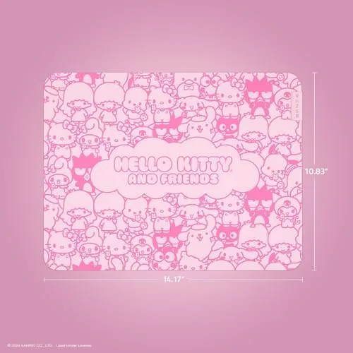 Pastel desk setup with the Hello Kitty pad as the centerpiece