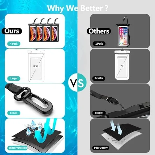 Close look at the Waterproof Cell Phone Pouch : 4 Pack Float Clear Cell build quality