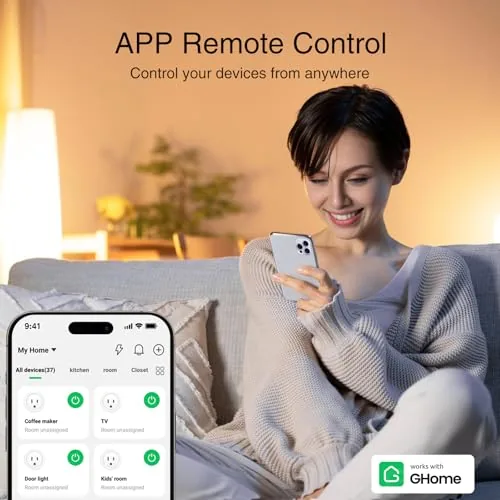 Close up of the GHome smart plug outlet and manual button