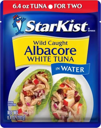 StarKist albacore white tuna pouches arranged on a counter