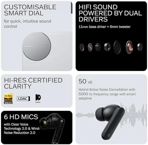 Close look at the CMF Buds Pro 2 Wireless Earbuds with Smart Dial, 50dB build quality