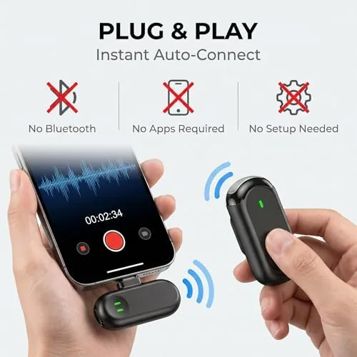 Close look at the Wireless Mini Microphone for iPhone Android,Mini Mic for Video Recording,Plug build quality
