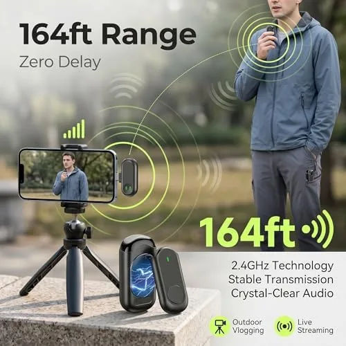 The Wireless Mini Microphone for iPhone Android,Mini Mic for Video Recording,Plug compared in context
