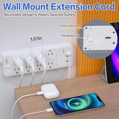 Close look at the Surge Protector Power Strip, Extension Cord with USB Timer 8 build quality