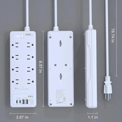 Another view of the Surge Protector Power Strip, Extension Cord with USB Timer 8