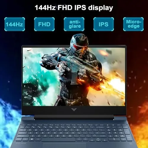 Detail shot of the HP Victus 15.6 i5 Gaming Laptop, 15.6" FHD 1920*1080 144Hz features