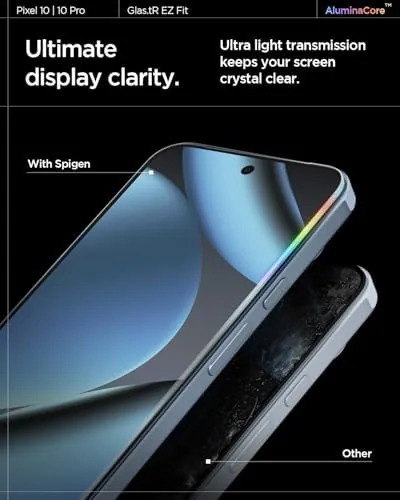 Another view of the Spigen GlasTR EZ FIT Screen Protector for Pixel 10/10 Pro