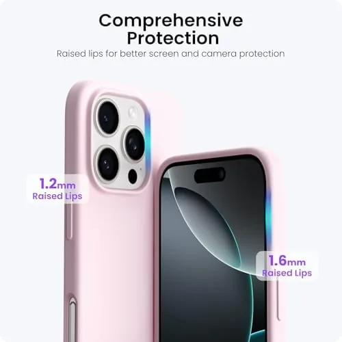 The ORNARTO for iPhone 16 Pro Case, Liquid Silicone, Chalk Pink in real use