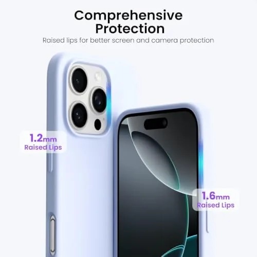 The ORNARTO for iPhone 16 Pro Case, Liquid Silicone, Baby Blue in real use