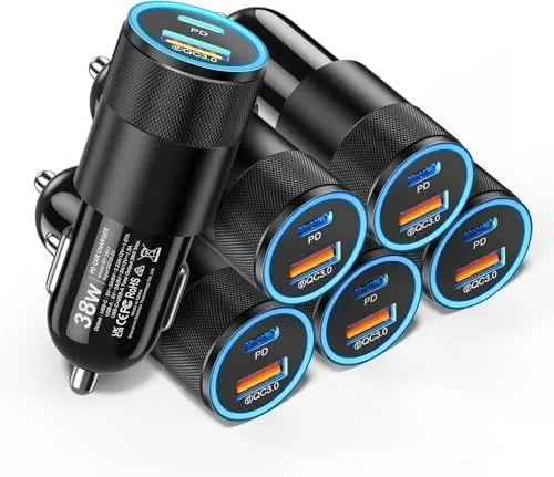 Overview of the 6 Pack USB C Car Charger, Ancekoy 38W USB-C +
