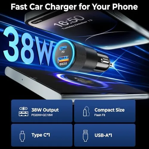 Close look at the 6 Pack USB C Car Charger, Ancekoy 38W USB-C + build quality