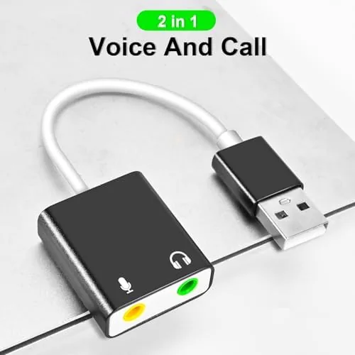 Close look at the QAJOPFN USB Audio Adapter, External Sound Card for PC and build quality