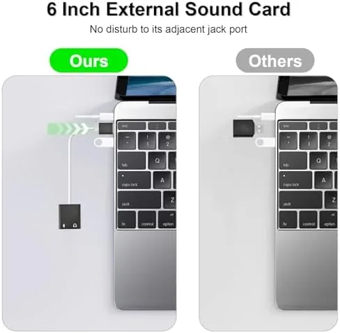 The QAJOPFN USB Audio Adapter, External Sound Card for PC and in real use