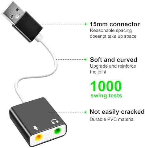 The QAJOPFN USB Audio Adapter, External Sound Card for PC and compared in context