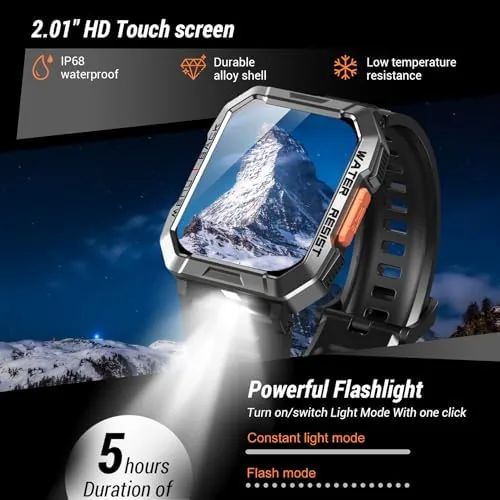 Close look at the Military Smart Watch for Men (Answer/Make Calls), 2.01'' Smart Watch build quality