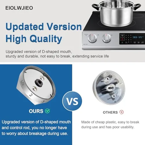 The aftermarket 4 pack next to a single OEM knob and a universal metal knob