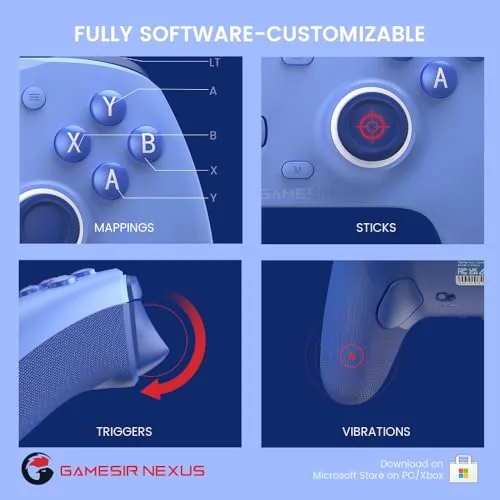 The controller plugged into a laptop via USB C showing instant recognition on Windows