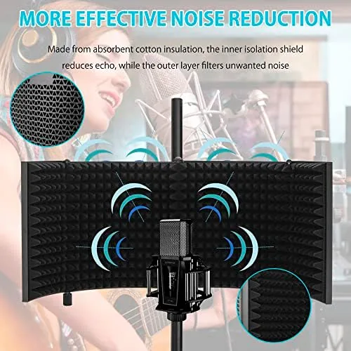 The Microphone Isolation Shield with Stand Curved Panel, Foldable Mic Shield compared in context