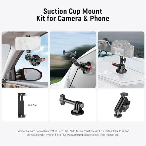 Close look at the NEEWER 3" Suction Cup Camera Mount Bracket with Ball Head build quality