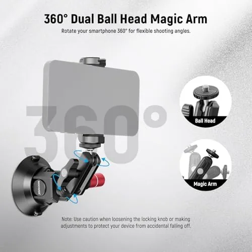 Another view of the NEEWER 3" Suction Cup Camera Mount Bracket with Ball Head