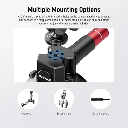 The NEEWER 3" Suction Cup Camera Mount Bracket with Ball Head compared in context