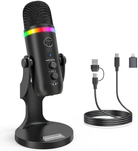 Overview of the ZealSound Podcast Microphone for PC, USB Mic with Noise Reduction