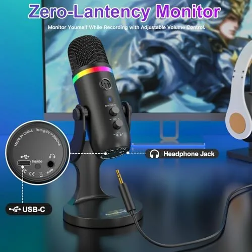 The ZealSound Podcast Microphone for PC, USB Mic with Noise Reduction in real use