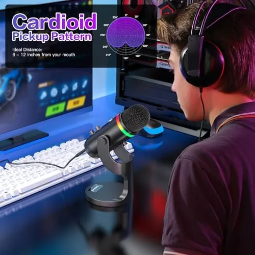Another view of the ZealSound Podcast Microphone for PC, USB Mic with Noise Reduction