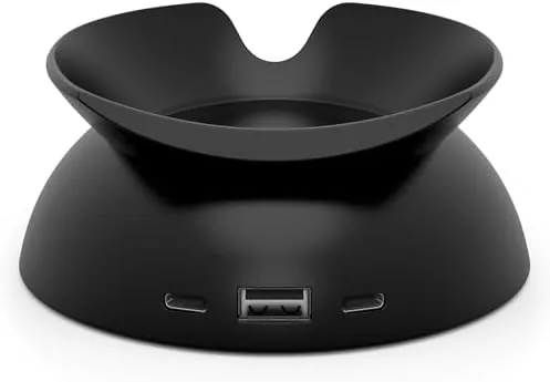 The Echo Spot stand with a phone plugged into the USB-C port