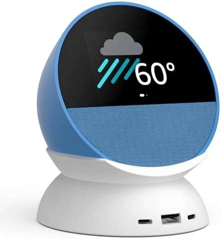 The Echo Spot bundle in the dark showing the dimmed clock face