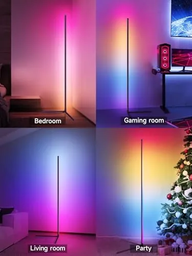 The Tyute corner lamp set up in a gaming room behind a desk