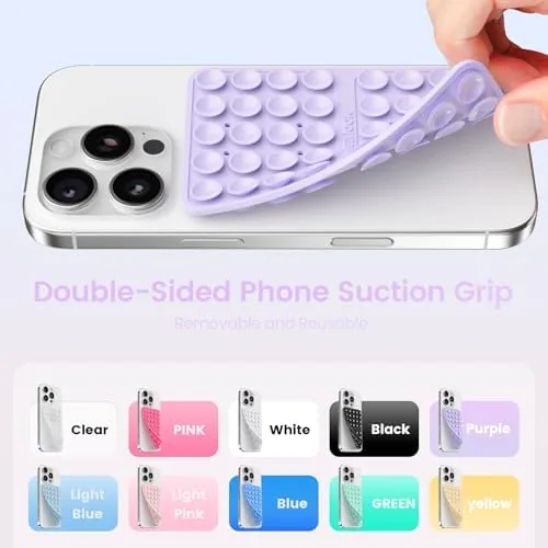 The Klearlook Silicone Double Sided Suction Cup Phone Case Mount, Lavender in real use
