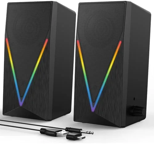 Overview of the Computer Speakers, Desktop PC Speakers with 6 Colorful RGB Lights