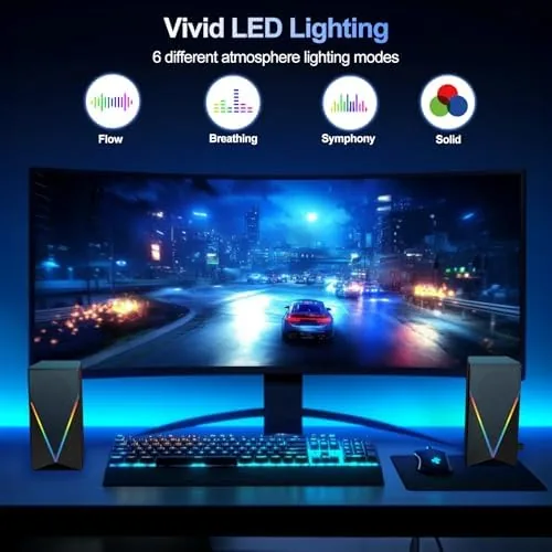 Another view of the Computer Speakers, Desktop PC Speakers with 6 Colorful RGB Lights