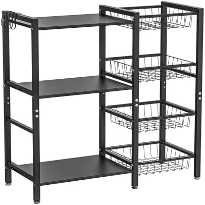 Hastatii Storage Rack Kitchen Baker's Rack - 3 Tiers 4 Baskets, Utility Coffee Bar Review: Tested and Rated