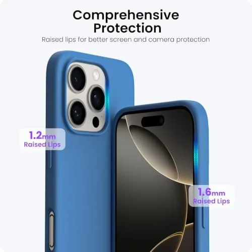 The ORNARTO for iPhone 16 Pro Case, Liquid Silicone, Blue | in real use