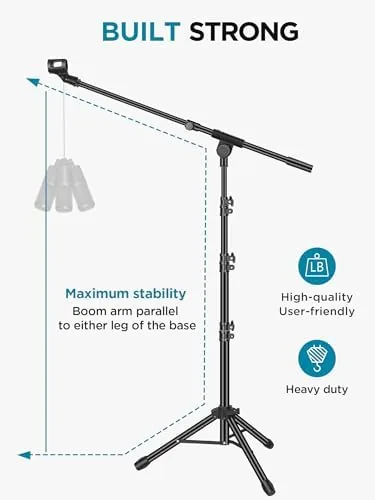 The InnoGear Mic Stand 2 Set Tripod Boom Arm Floor Microphone in real use